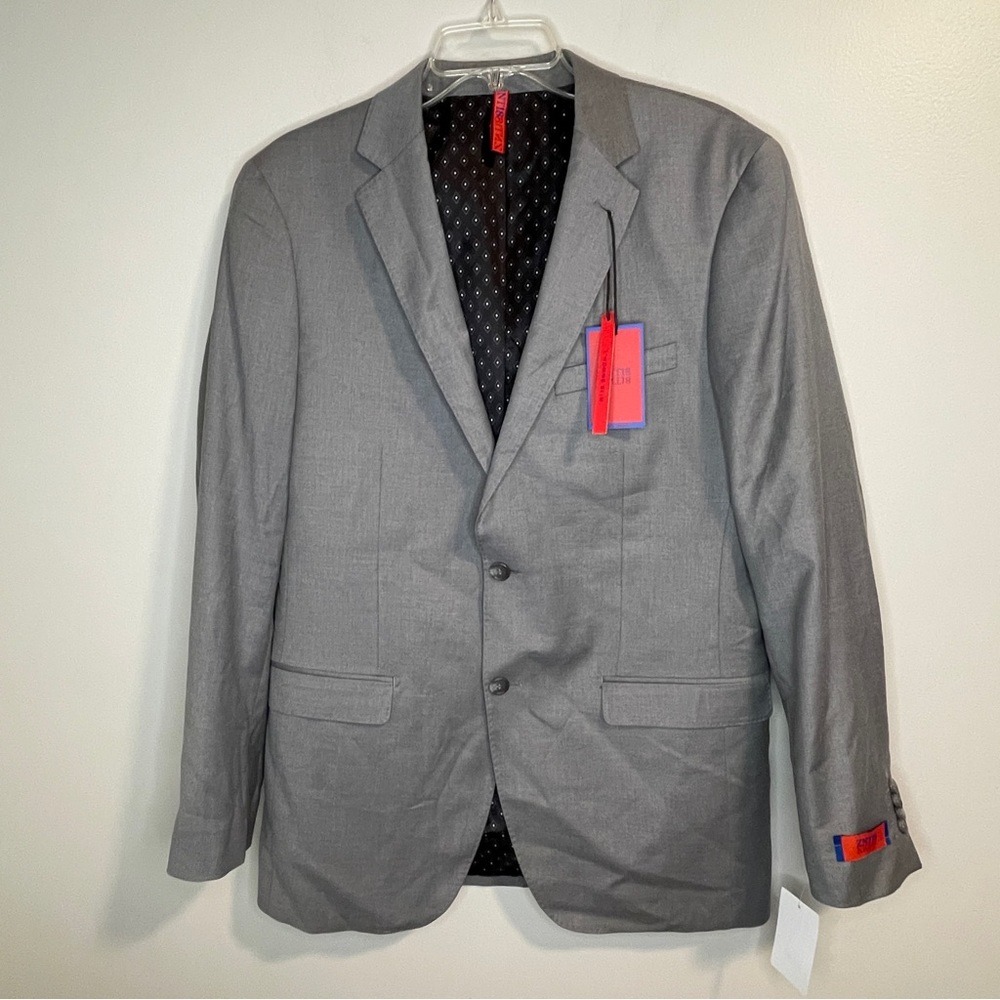 ZNT18 Mens Two Button Suit Jacket Lt Gray Lined Notch 42L New